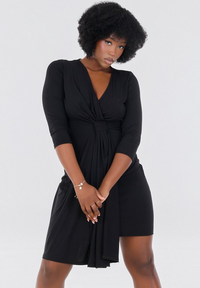 YC Fashion & Style Minikleid mit 3/4-Ärmeln und Drapierung Basic von YC Fashion & Style