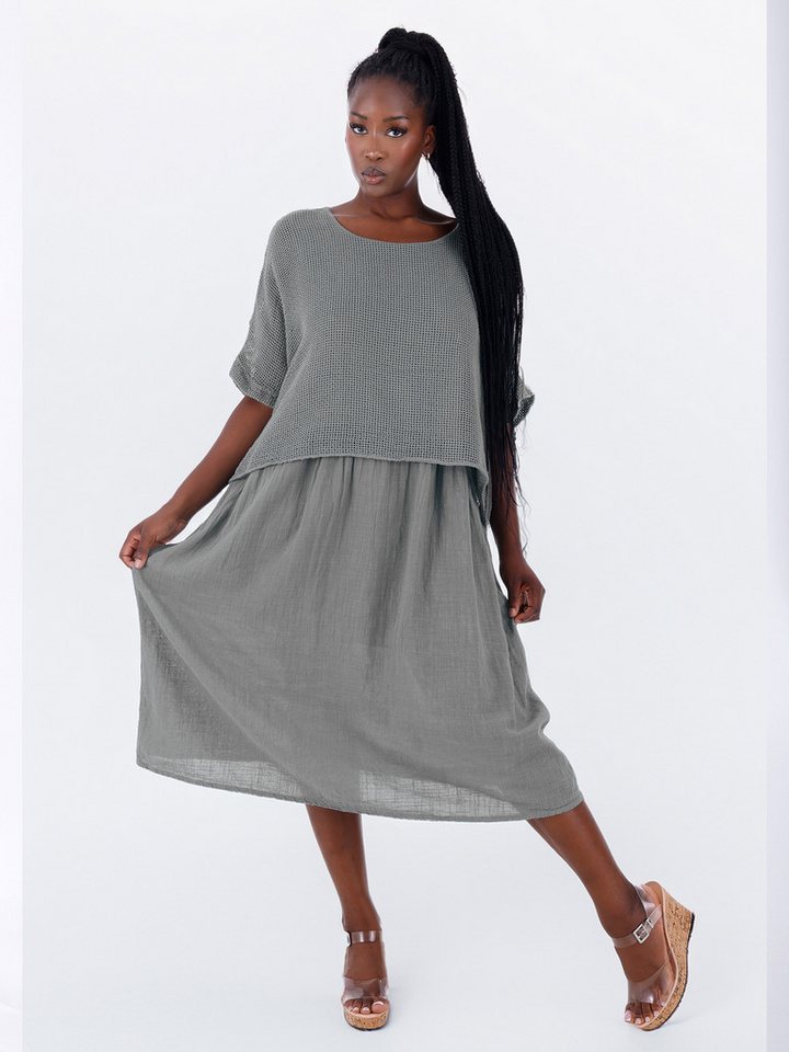 YC Fashion & Style Sommerkleid Lagenlook-Kleid aus Baumwolle im angesagten Lagenlook Basic von YC Fashion & Style