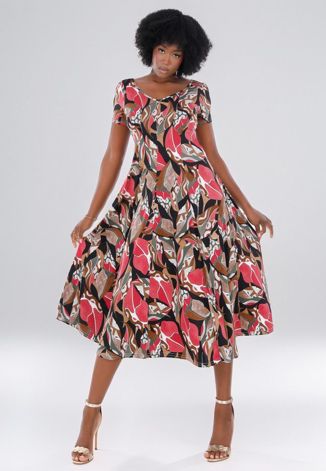 YC Fashion & Style Sommerkleid mit Rückenausschnitt und lebendigem Muster Alloverdruck von YC Fashion & Style