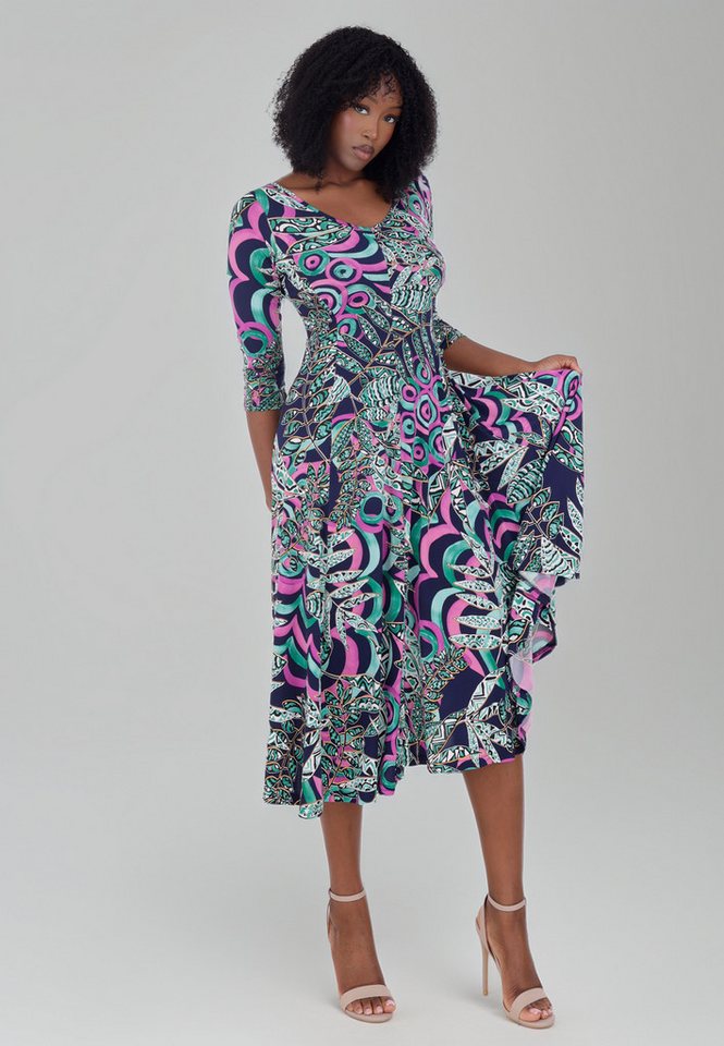 YC Fashion & Style Sommerkleid mit V-Ausschnitt– Elegant & Bequem Alloverdruck von YC Fashion & Style