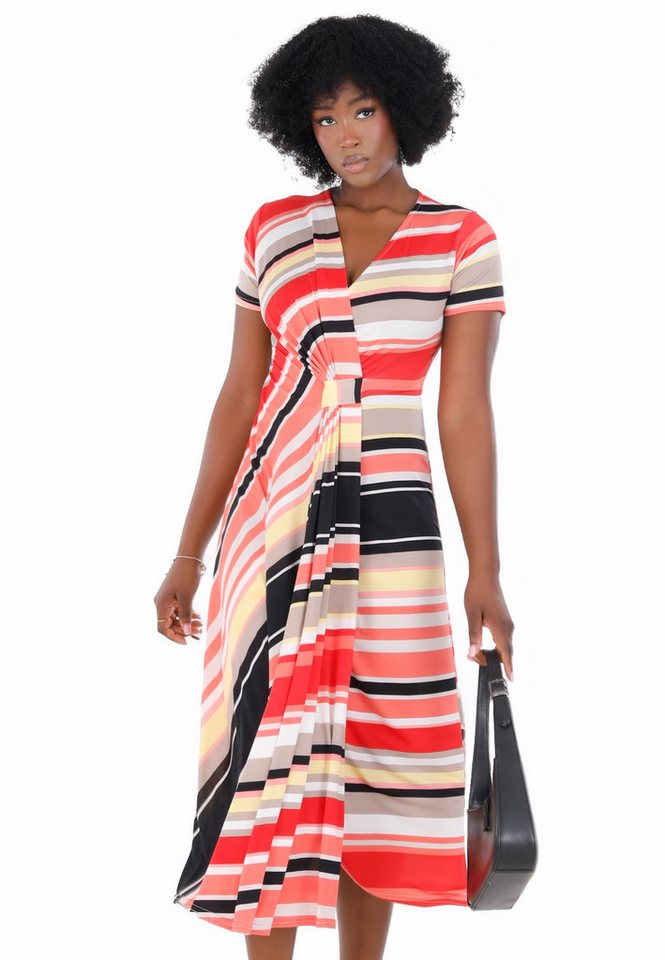YC Fashion & Style Sommerkleid mit Wickeloptik und Streifenmuster Alloverdruck von YC Fashion & Style