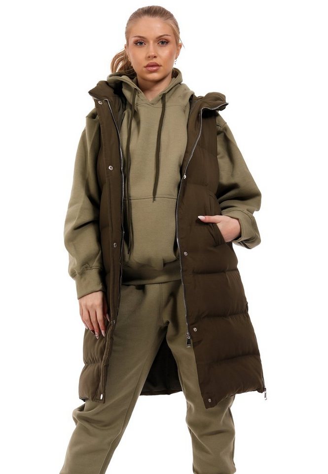 YC Fashion & Style Steppweste Steppweste mit Kapuze in sportivem Look (1-tlg) mit Kapuze von YC Fashion & Style