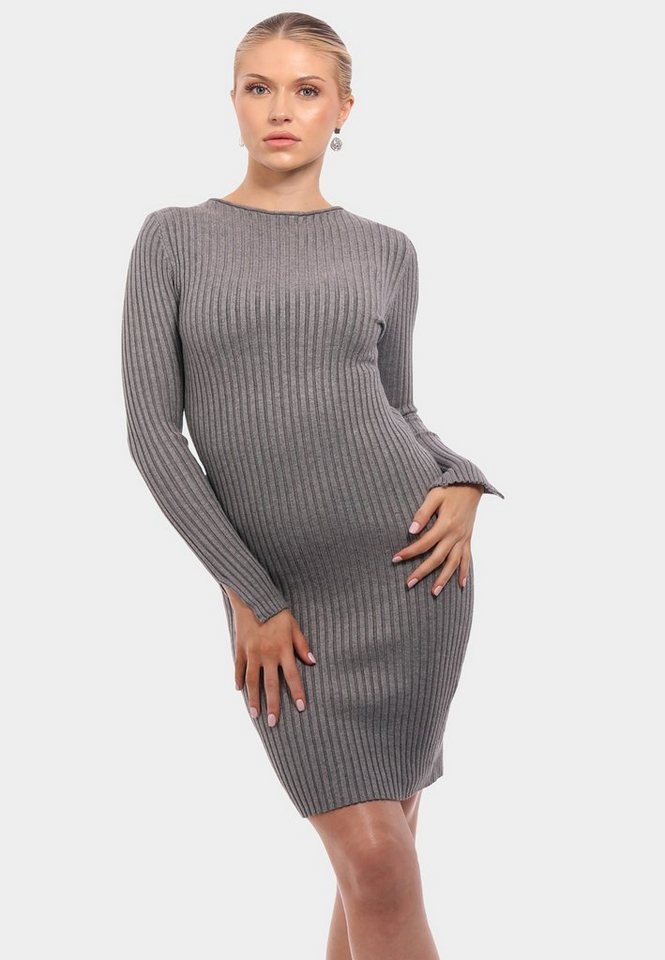 YC Fashion & Style Strickkleid Figurbetontes Rippstrick-Design mit modischem Ärmelschlitz Langarm von YC Fashion & Style