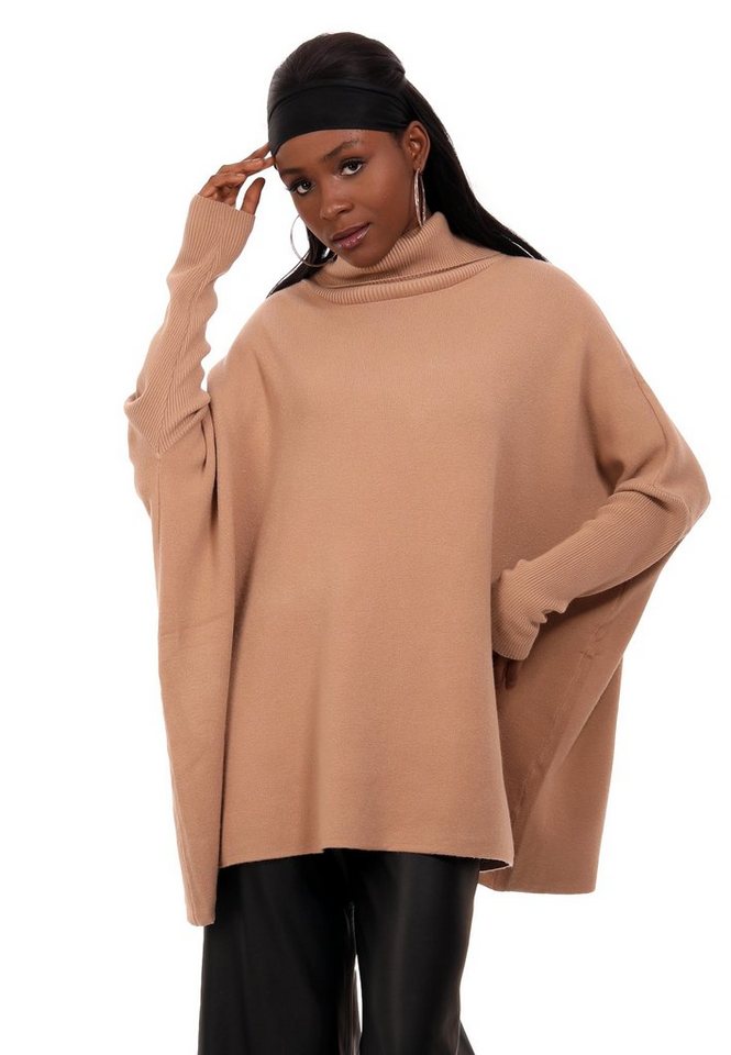 YC Fashion & Style Strickkleid Oversize Strickkleid mit Rollkragen Strickpullover Loose-Fit One Size (1-tlg) in Unifarbe von YC Fashion & Style