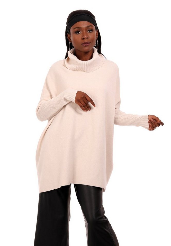 YC Fashion & Style Strickkleid Oversize Strickkleid mit Rollkragen Strickpullover Loose-Fit One Size (1-tlg) in Unifarbe von YC Fashion & Style