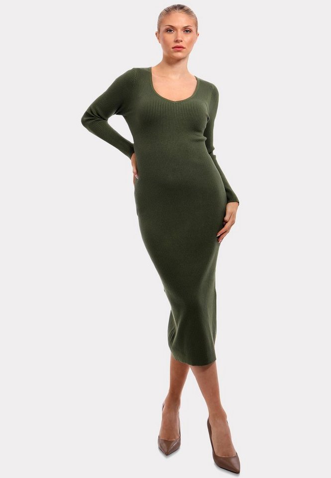 YC Fashion & Style Strickkleid Strickkleid mit V-Ausschnitt KNIT DRESS (Kein Set, 1 -tlg) Langarm von YC Fashion & Style