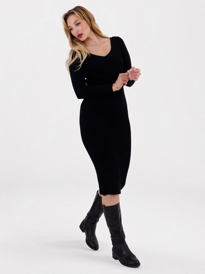YC Fashion & Style Strickkleid Strickkleid mit V-Ausschnitt KNIT DRESS (Kein Set, 1 -tlg) Langarm von YC Fashion & Style