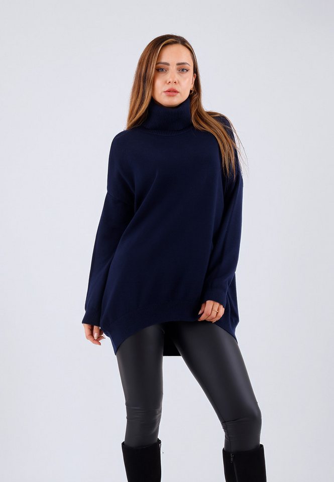 YC Fashion & Style Strickpullover Vokuhila-Rollkragenpullover – weich & lässig, One Size 34–44 in Unifarbe von YC Fashion & Style
