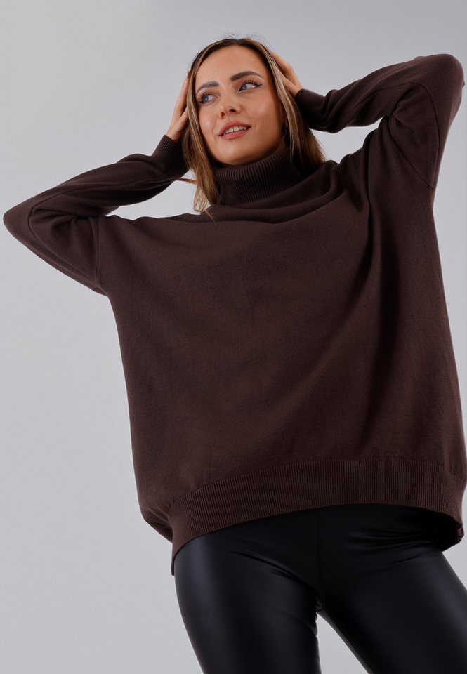 YC Fashion & Style Strickpullover Vokuhila-Rollkragenpullover – weich & lässig, One Size 34–44 in Unifarbe von YC Fashion & Style