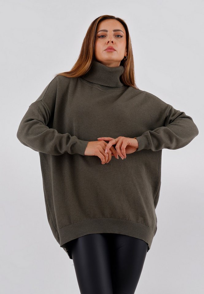 YC Fashion & Style Strickpullover Vokuhila-Rollkragenpullover – weich & lässig, One Size 34–44 in Unifarbe von YC Fashion & Style