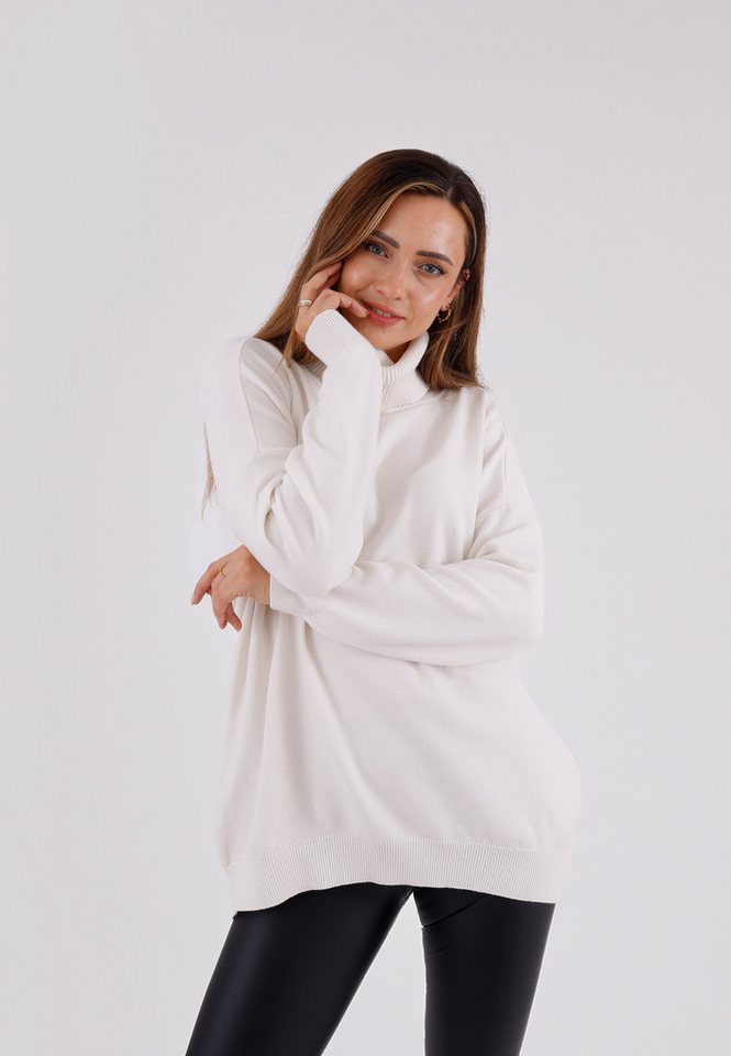 YC Fashion & Style Strickpullover Vokuhila-Rollkragenpullover – weich & lässig, One Size 34–44 in Unifarbe von YC Fashion & Style