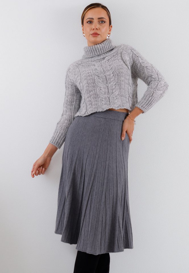 YC Fashion & Style Strickrock Eleganter Midirock aus Feinstrick - elastischer Bund, One Size (34–42) in Unifarbe von YC Fashion & Style