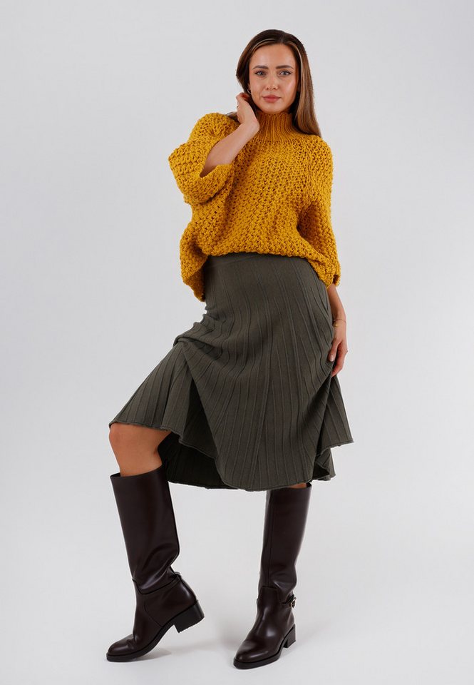 YC Fashion & Style Strickrock Eleganter Midirock aus Feinstrick - elastischer Bund, One Size (34–42) in Unifarbe von YC Fashion & Style