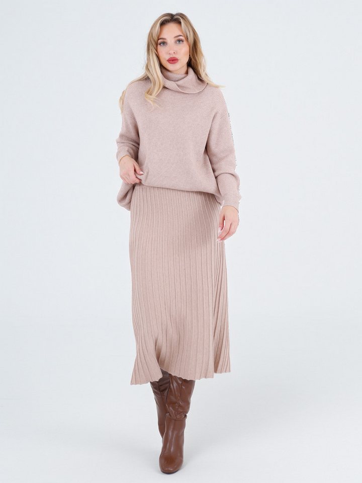 YC Fashion & Style Strickrock Rippstrick Rock in Midilänge – elastischer Bund, One Size (36–42) in Unifarbe von YC Fashion & Style