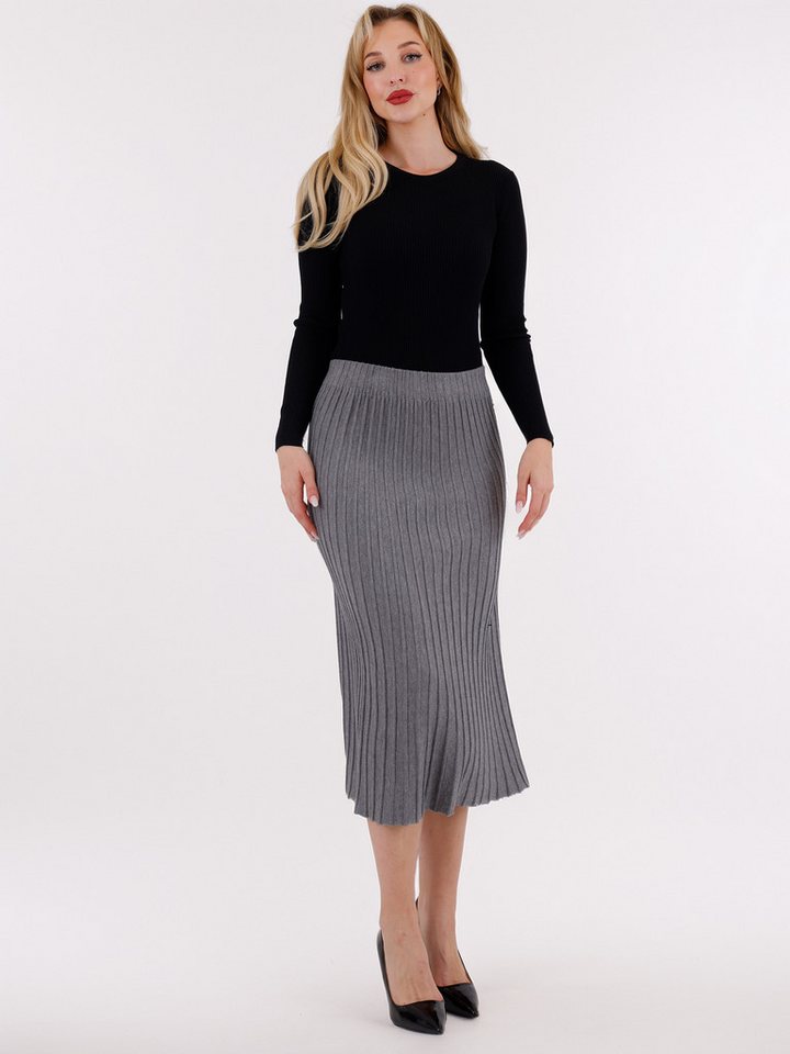 YC Fashion & Style Strickrock Rippstrick Rock in Midilänge – elastischer Bund, One Size (36–42) in Unifarbe von YC Fashion & Style