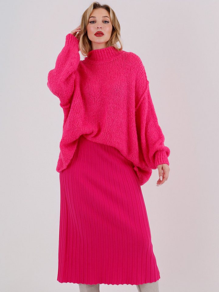 YC Fashion & Style Strickrock Rippstrick Rock in Midilänge – elastischer Bund, One Size (36–42) in Unifarbe von YC Fashion & Style