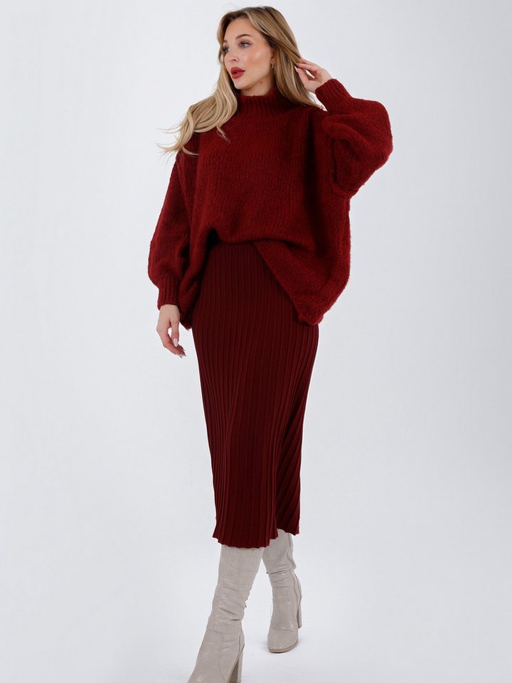 YC Fashion & Style Strickrock Rippstrick Rock in Midilänge – elastischer Bund, One Size (36–42) in Unifarbe von YC Fashion & Style