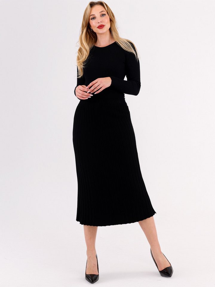 YC Fashion & Style Strickrock Rippstrick Rock in Midilänge – elastischer Bund, One Size (36–42) in Unifarbe von YC Fashion & Style