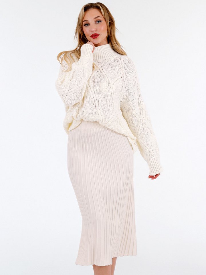 YC Fashion & Style Strickrock Rippstrick Rock in Midilänge – elastischer Bund, One Size (36–42) in Unifarbe von YC Fashion & Style