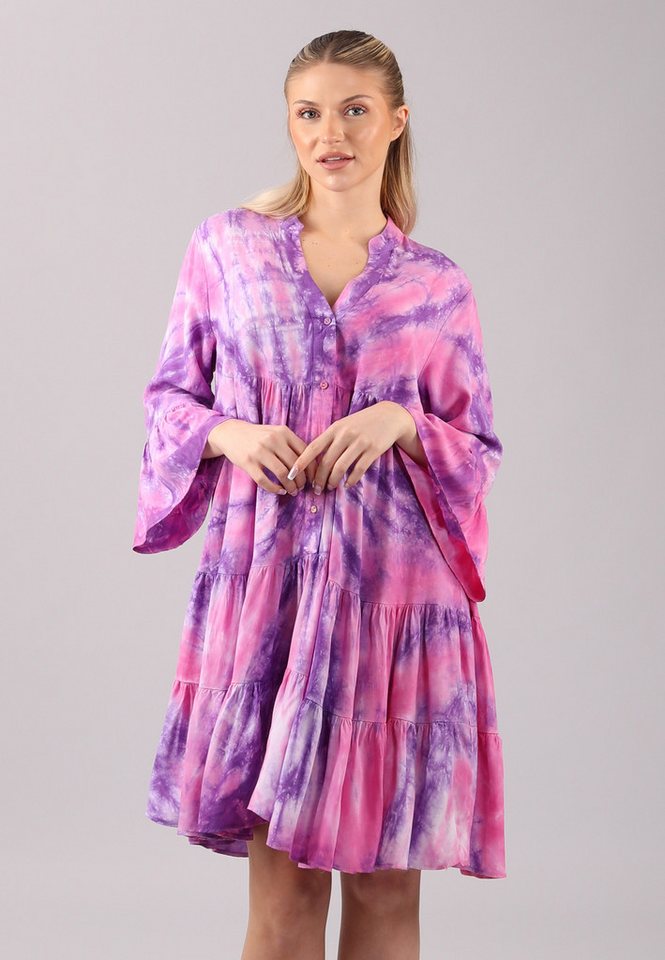 YC Fashion & Style Tunikakleid "Batik-Tunika in Pink aus kühlender Viskose" Boho, Hippie von YC Fashion & Style