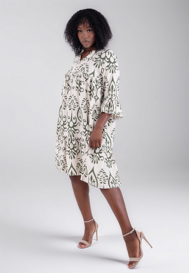 YC Fashion & Style Tunikakleid mit Ethno-Print und Volantärmeln – One Size Alloverdruck von YC Fashion & Style