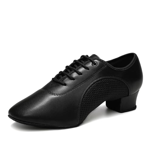YCALCP Damen Latein Tanzschuhe schnüren Geschlossene Schnürung Herren Salsa Standard Ballsaal,2801-Schwarz-3.5CM,40 EU von YCALCP