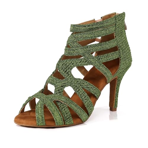 YCALCP Damen Latein Tanzstiefel Ballrooom Salsa Tango Offene Zehe Tanzstiefel Performance Professionelle Tanzschuhe Damen, Grün 40 EU YCALCP Damen Latein Tanzstiefel Ballrooom Salsa Tango Offene Zehe Tanzstiefel Performance Professionelle Tanzschuhe Damen, Grün 40 EU von YCALCP