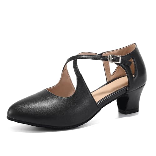 YCALCP Damen Latin Tanzschuhe Geschlossen Salsa Character Moderne Tango Ballsaal Tanzschuhe mit 4.5cm Absatz, 36 EU von YCALCP