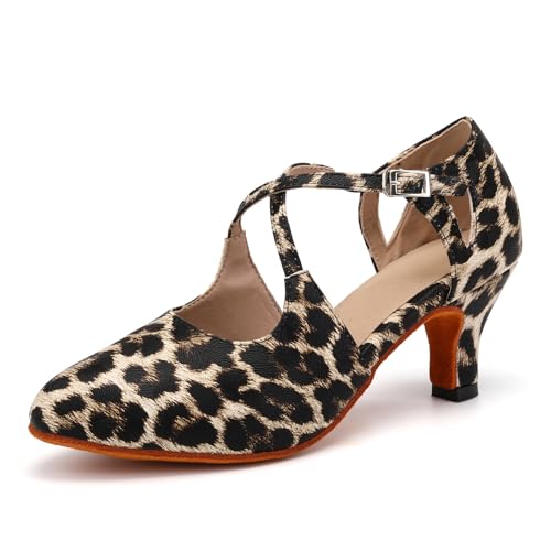 YCALCP Damen Latin Tanzschuhe Geschlossen Salsa Character Moderne Tango Ballsaal Tanzschuhe mit 6cm Absatz, 35 EU von YCALCP