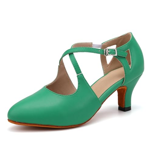 YCALCP Damen Latin Tanzschuhe Geschlossen Salsa Character Moderne Tango Ballsaal Tanzschuhe mit 6cm Absatz, 40 EU von YCALCP