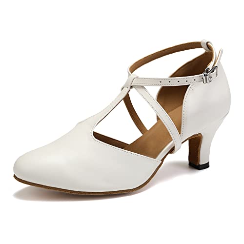 YCALCP Damen Latin Tanzschuhe Salsa Tango Charakter Walzer Soziale Ballsaal Tanzschuhe,272-Weiß-6CM,38 EU von YCALCP