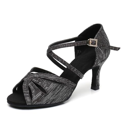 YCALCP Damen Tanzen Schuhe Tanzschuhe Latein Satin Ballsaal Bachata Salsa Party Professionelle Performance Schuhe, 37.5 EU von YCALCP
