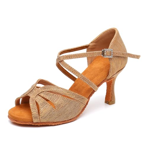 YCALCP Damen Tanzen Schuhe Tanzschuhe Latein Satin Ballsaal Bachata Salsa Party Professionelle Performance Schuhe, 40 EU von YCALCP