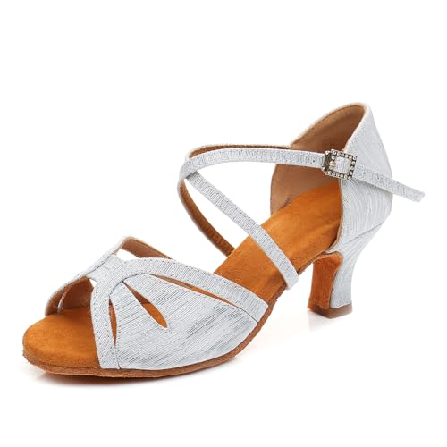 YCALCP Damen Tanzen Schuhe Tanzschuhe Latein Satin Ballsaal Bachata Salsa Professionelle Performance Schuhe, 37.5 EU von YCALCP