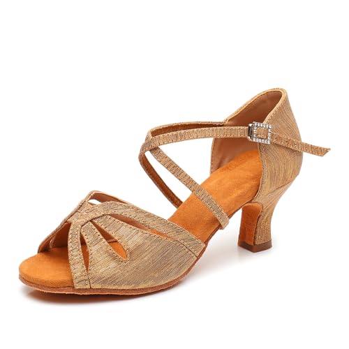 YCALCP Damen Tanzen Schuhe Tanzschuhe Latein Satin Ballsaal Bachata Salsa Professionelle Performance Schuhe, 38 EU von YCALCP