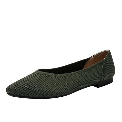 YCALCP Flache Damenschuhe Klassische Flache Schuhe mit spitzer Zehenpartie Gestrickte Abendschuhe Weiche Flache Schuhe für Damen, 35 EU von YCALCP