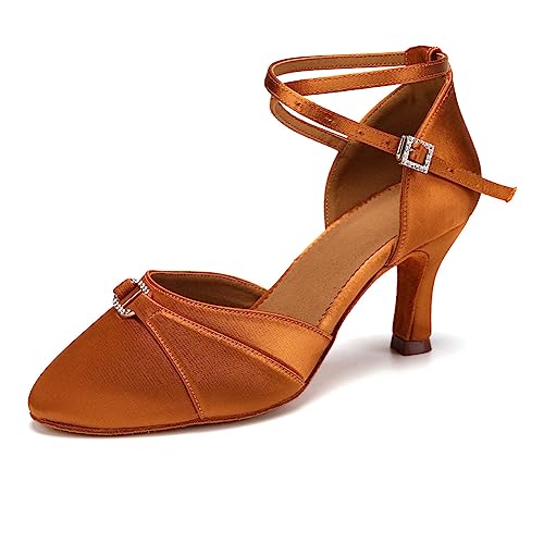 YCALCP Latein Tanzschuhe Damen Blau mit Geschlossene Salsa Tango Performances Ballsaal Tanzschuhe, 36 EU von YCALCP