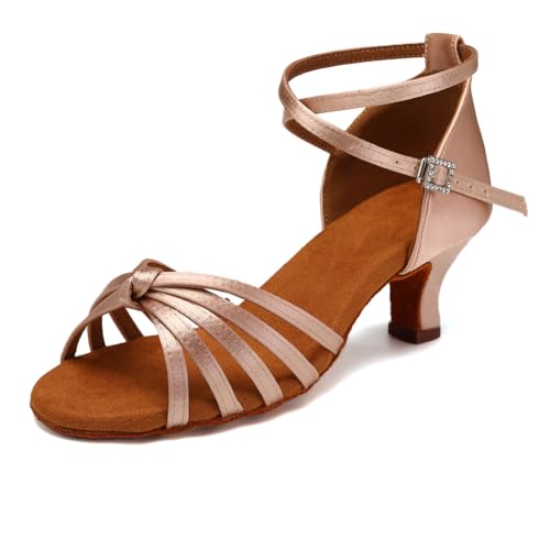 YCALCP Latein Tanzschuhe Damen Satin Prom Salsa Standard Profi Praxis 5cm,EM217-Rosa-5cm,40 EU von YCALCP