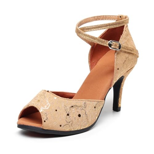 YCALCP Tanzschuhe Latin Salsa Performance Standard und Latein Tanzschuhe Professionelle Tanzschuhe,FT-113-Champagne-8,EU 39 von YCALCP