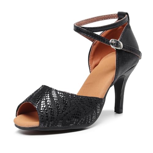 YCALCP Tanzschuhe Latin Salsa Performance Standard und Latein Tanzschuhe Professionelle Tanzschuhe,FT-113-Schwarz-8,EU 37.5 von YCALCP