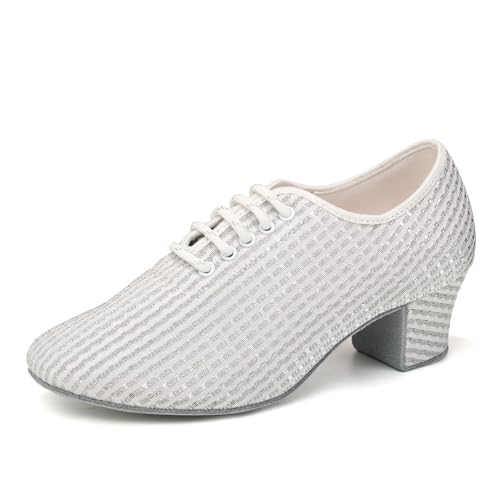 YCALCP Tanzschuhe Training Damen Latein Salsa Ballroom Geschlossen Schuhe Standard & Latein Sneaker Tanzschuhe,LHD-301-Weiß-5-ZB-S,EU 39 von YCALCP