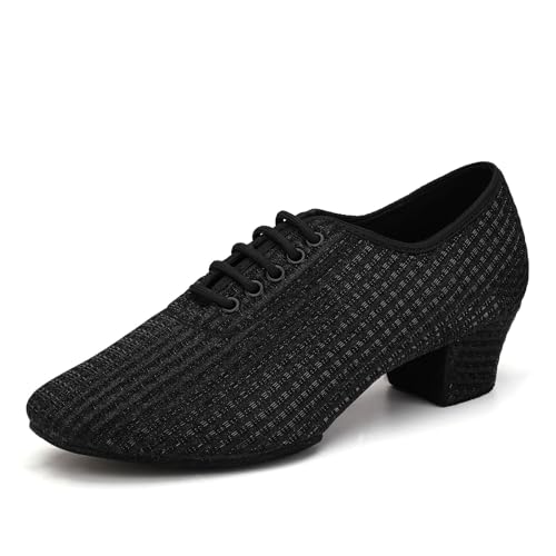 YCALCP Tanzschuhe Training Zum SchnüRen Damen Latein Professionelle Tanzschuhe Damen Latein Geschlossen,LHD-301-Schwarz-LD-S,3cm Absatz,EU 37.5 von YCALCP