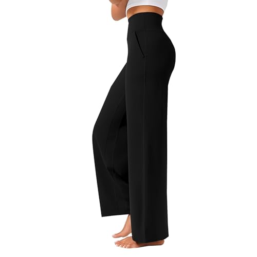 Angebote Des Tages Heute Schwarze Leggings Damen Flared Leggings FüR Damen Yoga Hose High Waisted Wide Leg Pants With Pockets Yoga Sporthosen Damen Kurz Weit Freizeithose Weite Hose Damen Outdoorhose von YCBMINGCAN