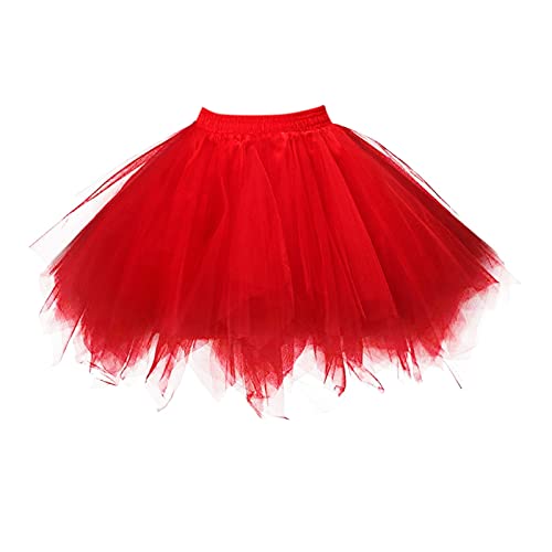 Angebote des Tages Heute Rock Rot Damen Tüllrock Damen Minirock Schwarz Rock Karneval Kostüm 50Er Rockabilly Petticoat Unterrock Hohe Taille Tüllrock Schottenrock Reifrock Tüllrock Tanzkleid Party von YCBMINGCAN