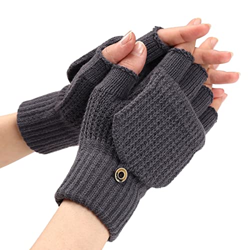 Black Friday Angebote Handschuhe Winter Fingerlose Handschuhe Damen Fingerlos Handschuhe Ohne Fingerkuppen Halbfingerhandschuhe mit Kappe Winter Warme Touchscreen Strickhandschuhe Winterhandschuhe von YCBMINGCAN