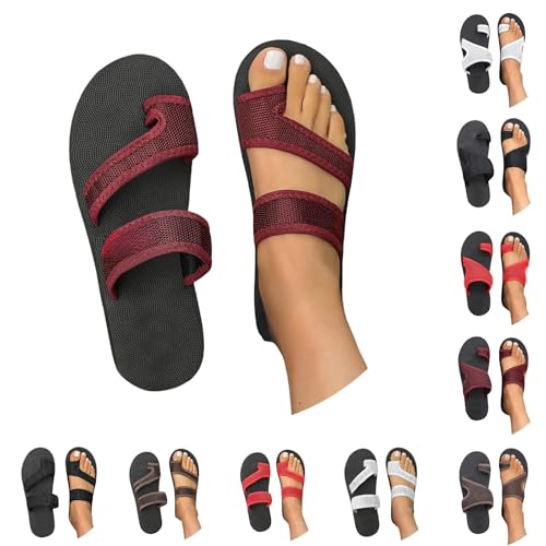 Blitzangebote Orthopädische Sandalen Damen Hallux Valgus Sommer Flach Pantolette Leichte Mesh Strandsandalen Bequeme Big Toe Hausschuhe Breite Füße Casual Freizeitschuhe Pantolette Sommerschuhe von YCBMINGCAN
