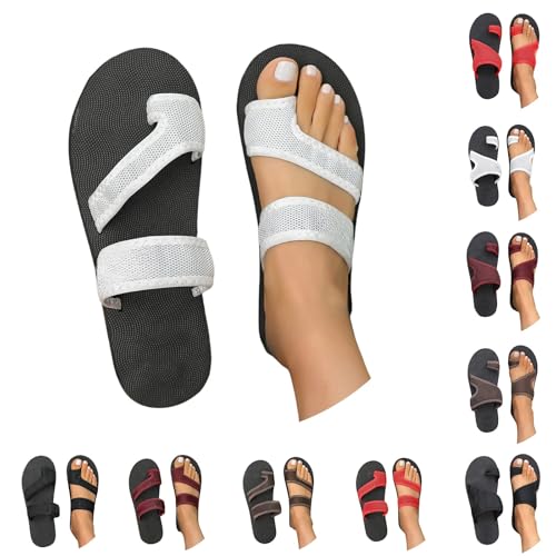 Damen-Sale Orthopädische Sandalen Damen Hallux Valgus Sommer Flach Pantolette Leichte Mesh Strandsandalen Bequeme Big Toe Hausschuhe Breite Füße Casual Freizeitschuhe Pantolette Sommerschuhe von YCBMINGCAN