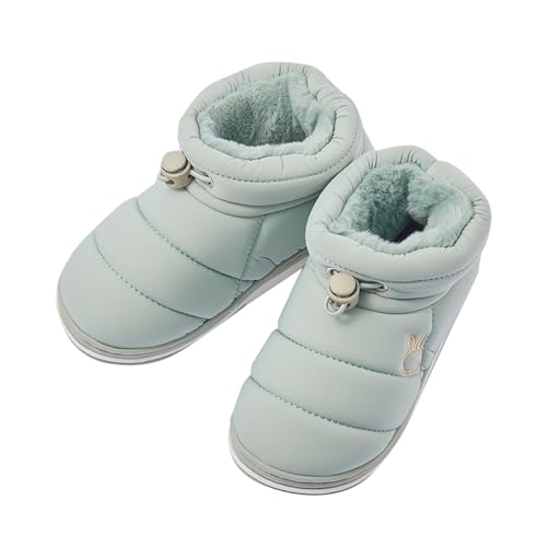 Modische Winter-Schneestiefel für Kleinkinder, Kinder-Stiefeletten, flacher Boden, rutschfest, runde Zehenpartie, solider seitlicher Reißverschluss, kurz, warm und bequem, (Green, 23.5 Infant) von YCBMINGCAN