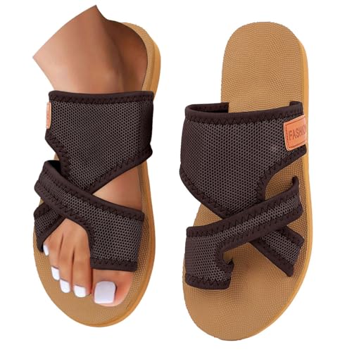 Sale Damen Orthopädische Sandalen Damen Hallux Valgus Sommer Flach Pantolette Leichte Mesh Strandsandalen Bequeme Big Toe Hausschuhe Elegant Breite Füße Casual Freizeitschuhe Pantolette Sommerschuhe von YCBMINGCAN