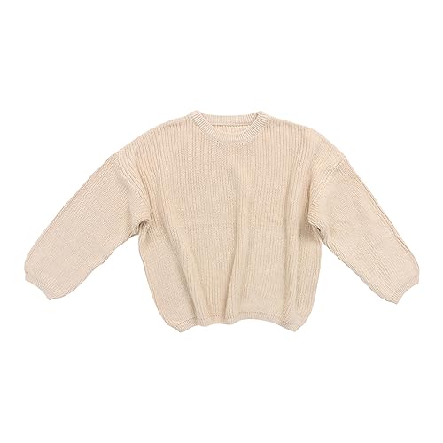 Solide Strickpullover für Babys, Jungen, Baumwolle, langärmelig, Pullover, Oberteil, Herbst- und Winterkleidung O Strickjacke Mädchen (Beige, 6-9 Months) von YCBMINGCAN